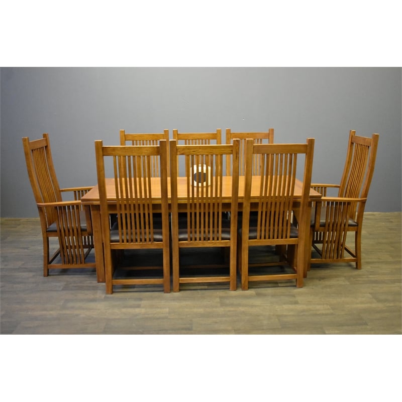 Crafters and Weavers Arts and Crafts Solid Wood Stow Leaf Dining Table in Walnut
