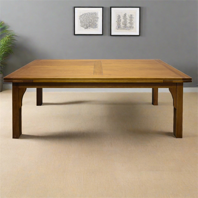 Crafters and Weavers Arts and Crafts Solid Wood Stow Leaf Dining Table in Walnut