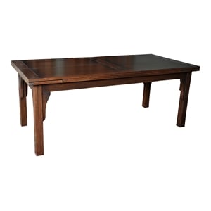 Crafters and Weavers Arts and Crafts Solid Wood Stow Leaf Dining Table in Walnut