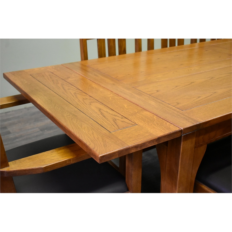 Crafters and Weavers Arts and Crafts Solid Wood Stow Leaf Dining Table in Cherry