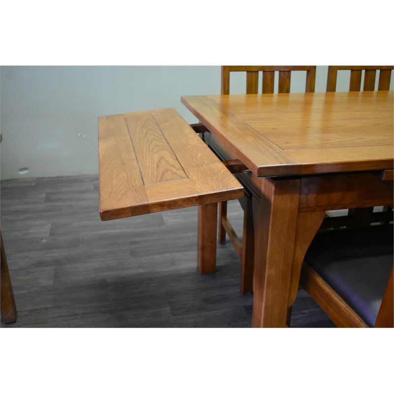 Crafters and Weavers Arts and Crafts Solid Wood Stow Leaf Dining Table in Cherry