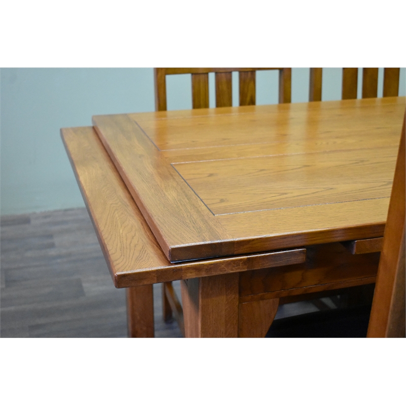 Crafters and Weavers Arts and Crafts Solid Wood Stow Leaf Dining Table in Cherry