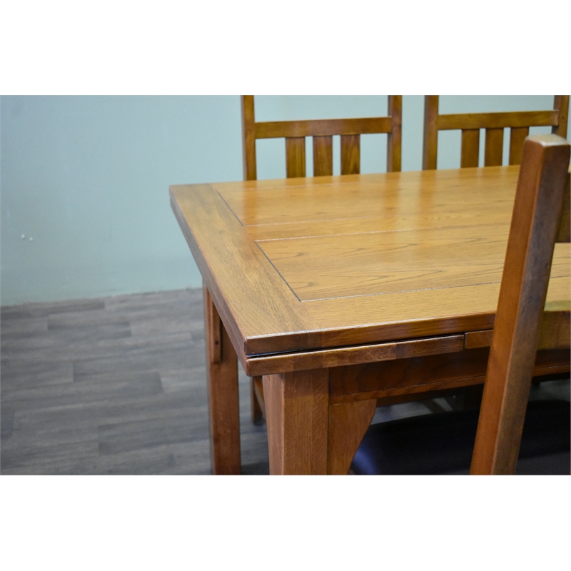 Crafters and Weavers Arts and Crafts Solid Wood Stow Leaf Dining Table in Cherry