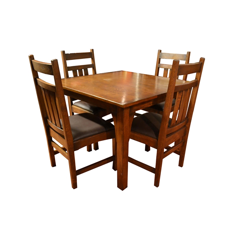 Crafters and Weavers Arts and Crafts Solid Wood Square Dining Table in Walnut