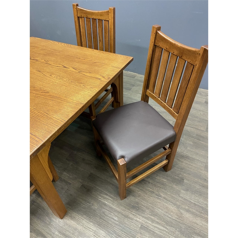 Crafters and Weavers Arts and Crafts Solid Wood Dining Table Set in Oak