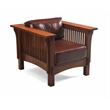 Crafters and Weavers Arts and Crafts Leather Arm Chair in Chestnut