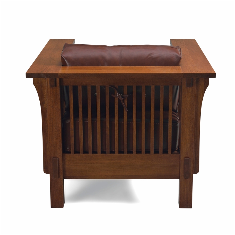 Crafters and Weavers Arts and Crafts Leather Arm Chair in Chestnut