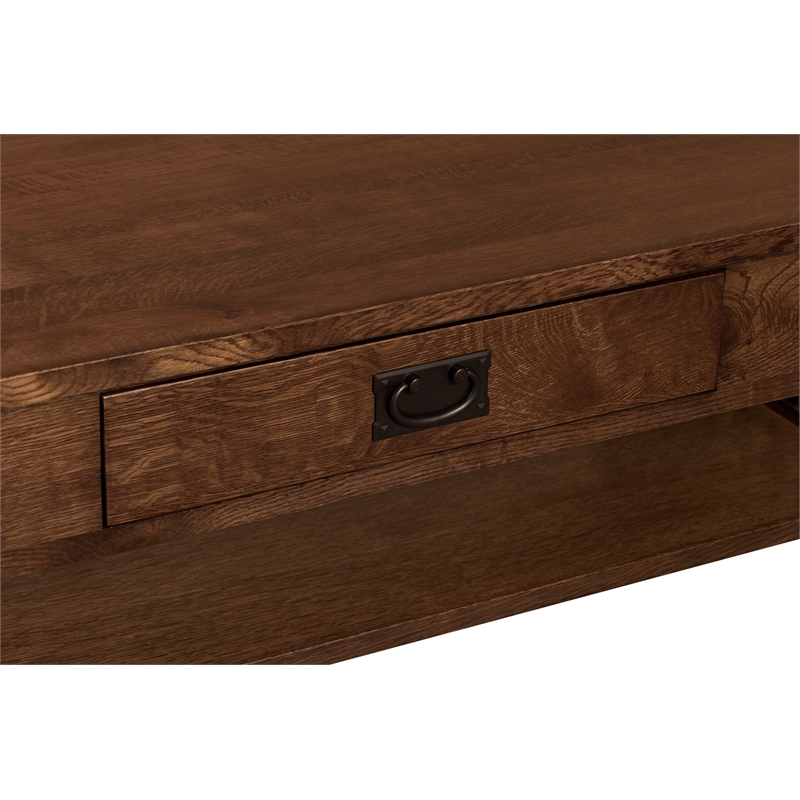 Crafters and Weavers Arts and Crafts 1 Drawer Wood Coffee Table in Walnut