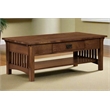Crafters and Weavers Arts and Crafts 1 Drawer Wood Coffee Table in Walnut