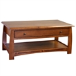 Crafters and Weavers Arts and Crafts 1 Drawer Wood Coffee Table in Cherry