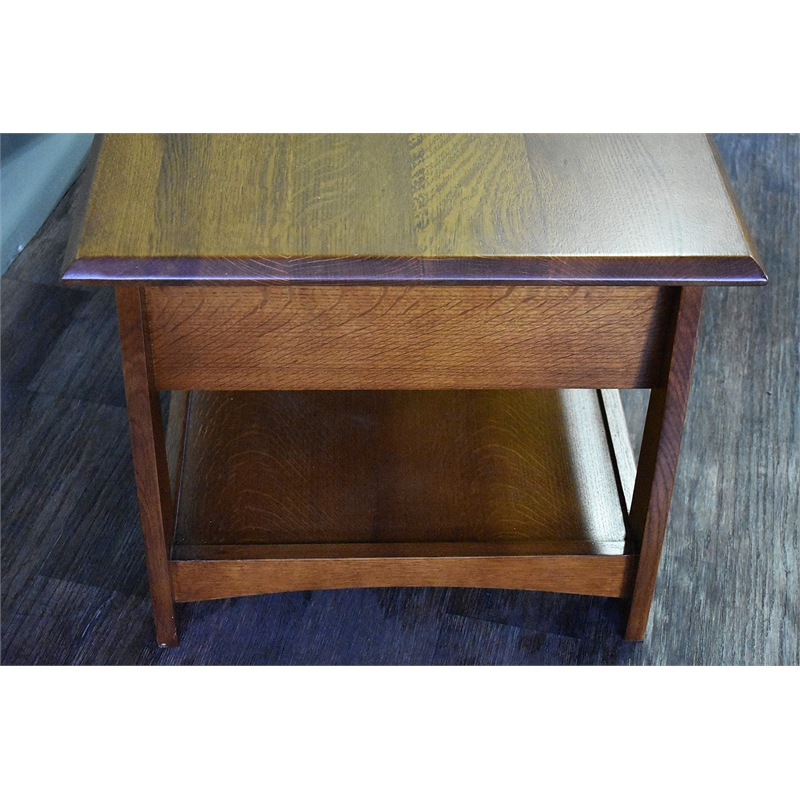 Crafters and Weavers Arts and Crafts 1 Drawer Wood Coffee Table in Cherry