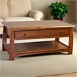 Crafters and Weavers Arts and Crafts 1 Drawer Wood Coffee Table in Cherry