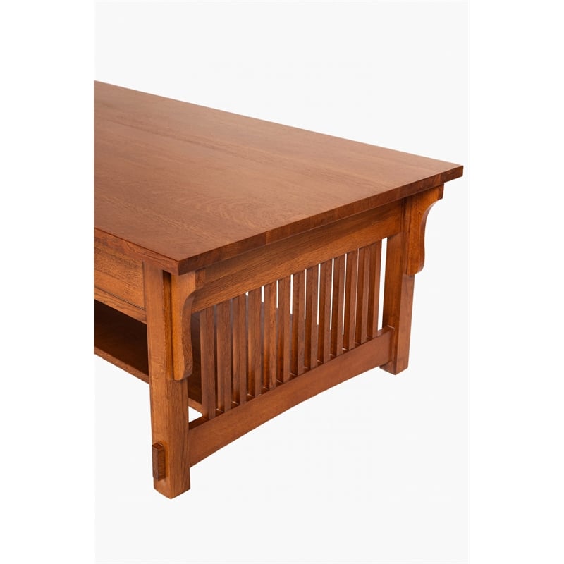 Crafters and Weavers Arts and Crafts Wood Coffee Table in Cherry