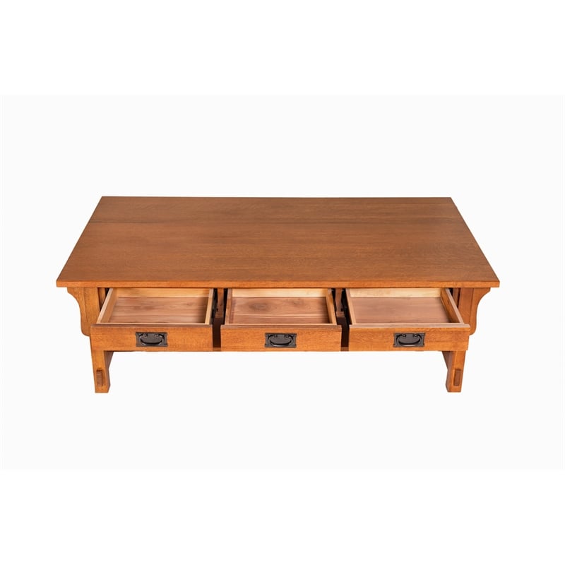 Crafters and Weavers Arts and Crafts Wood Coffee Table in Cherry
