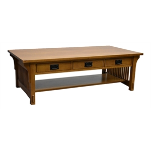 Crafters and Weavers Arts and Crafts Wood Coffee Table in Cherry