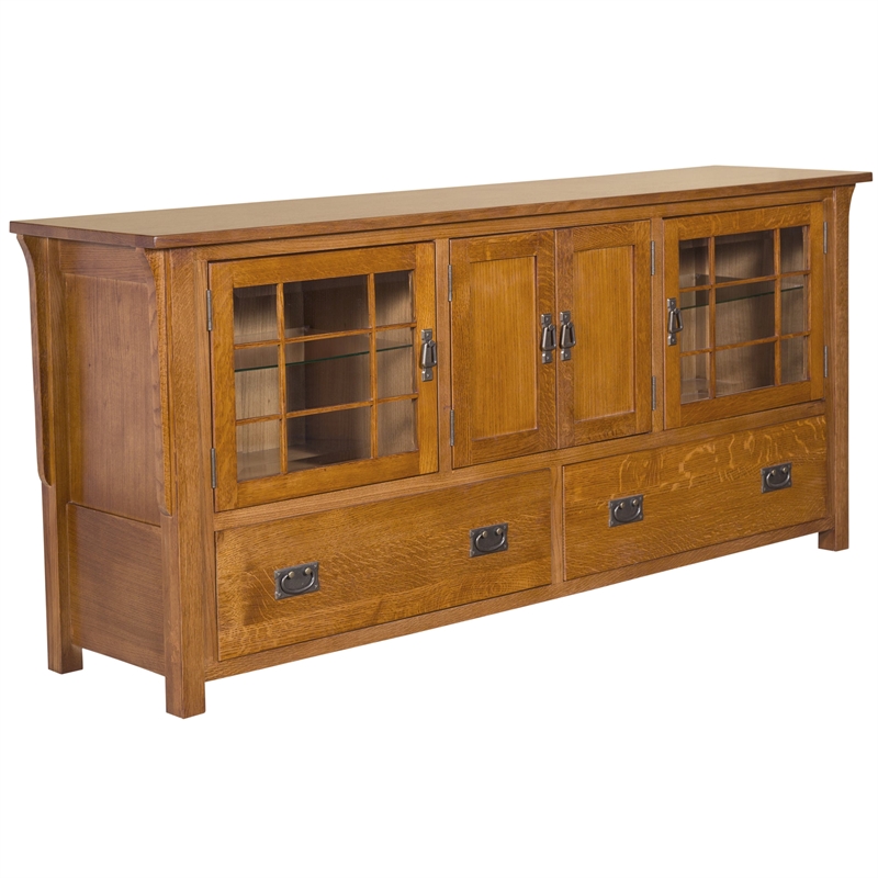 Crafters and Weavers Arts and Crafts Wood TV Stand for TVs up to 72