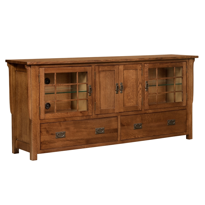 Crafters and Weavers Arts and Crafts Wood TV Stand for TVs up to 72
