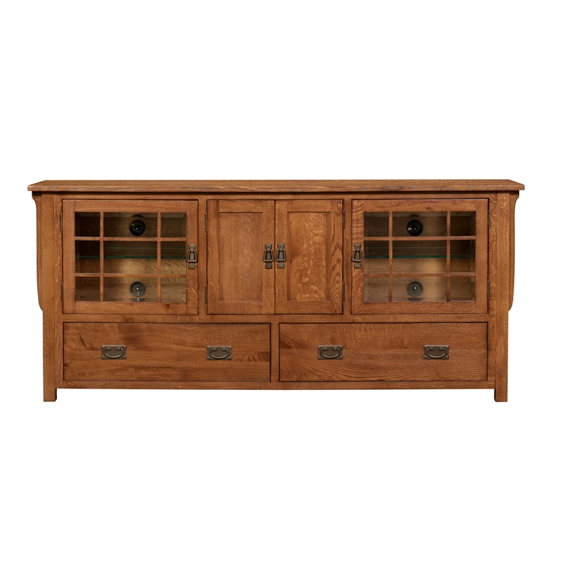 Crafters and Weavers Arts and Crafts Wood TV Stand for TVs up to 72