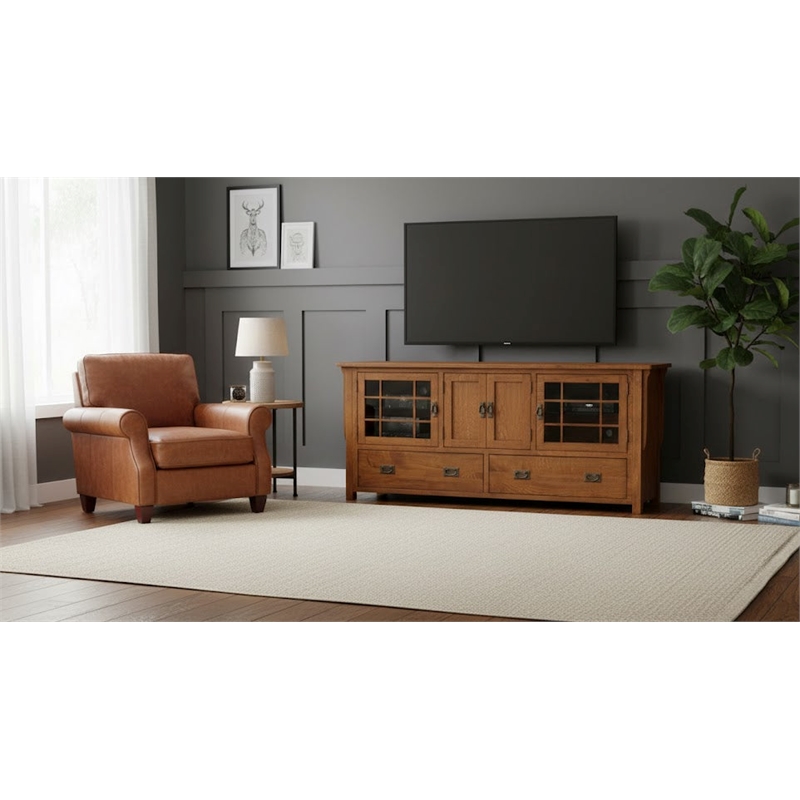 Crafters and Weavers Arts and Crafts Wood TV Stand for TVs up to 72