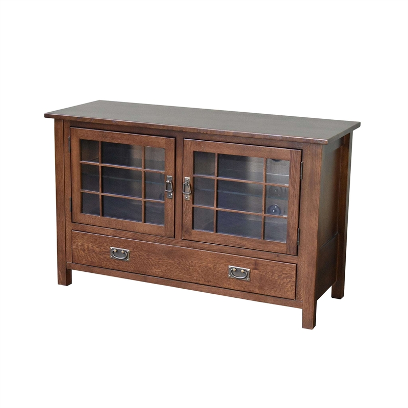 Crafters and Weavers Arts and Crafts Wood TV Stand for TVs up to 48