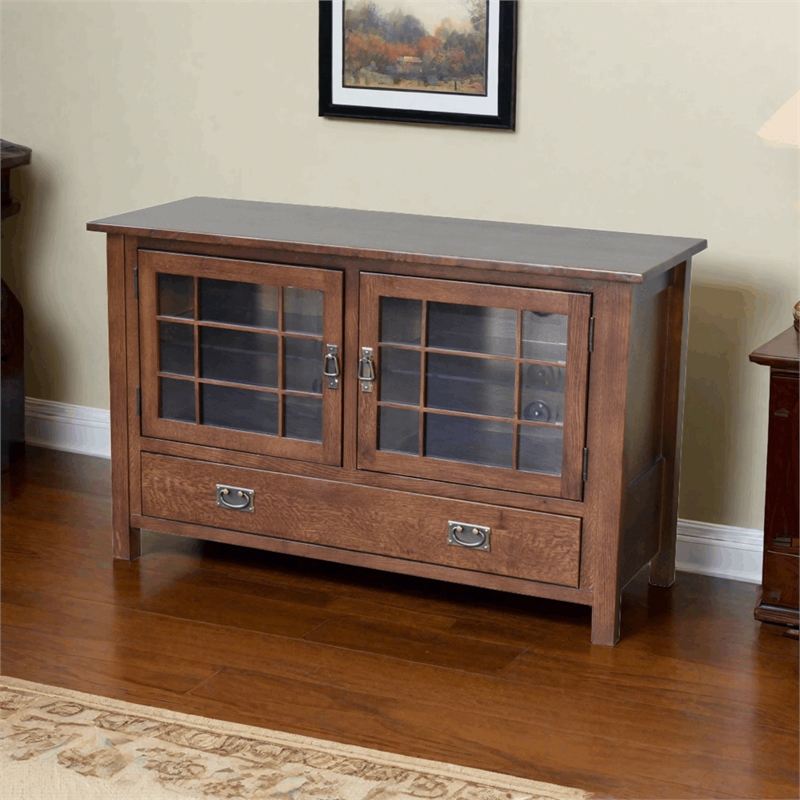 Crafters and Weavers Arts and Crafts Wood TV Stand for TVs up to 48