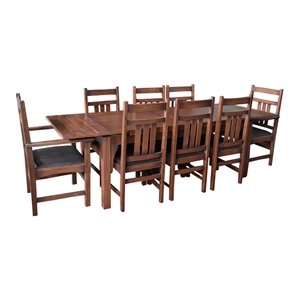 Crafters and Weavers Arts and Crafts Solid Wood Table Set in Dark Walnut