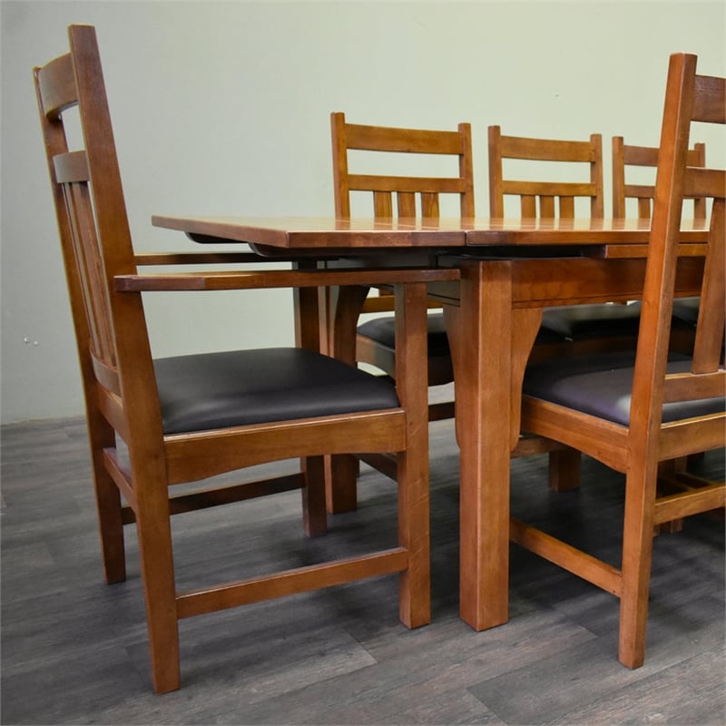 Crafters and Weavers Arts and Crafts Solid Wood Stow Table Set in Light Oak