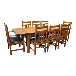 Crafters and Weavers Arts and Crafts Solid Wood Stow Table Set in Light Oak