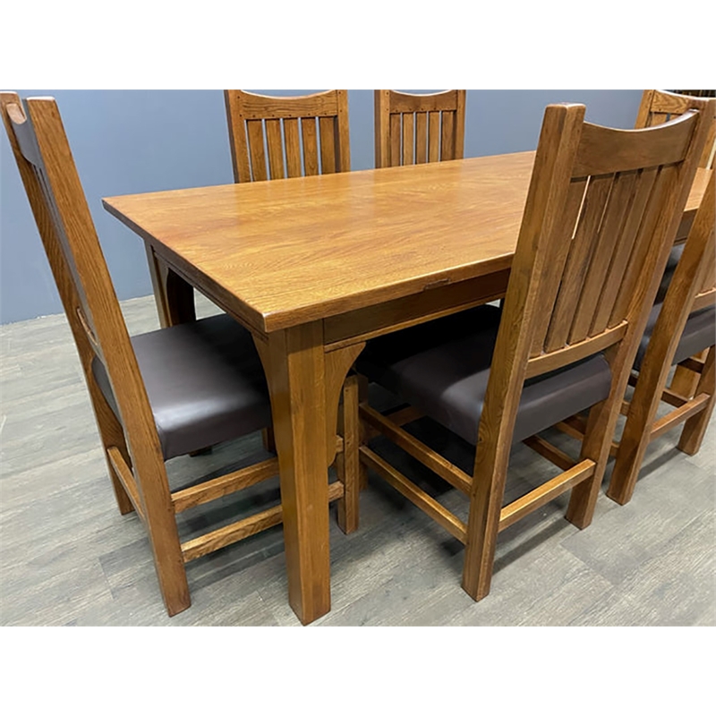 Crafters and Weavers Arts and Crafts 7-Piece Solid Wood Dining Set in Cherry