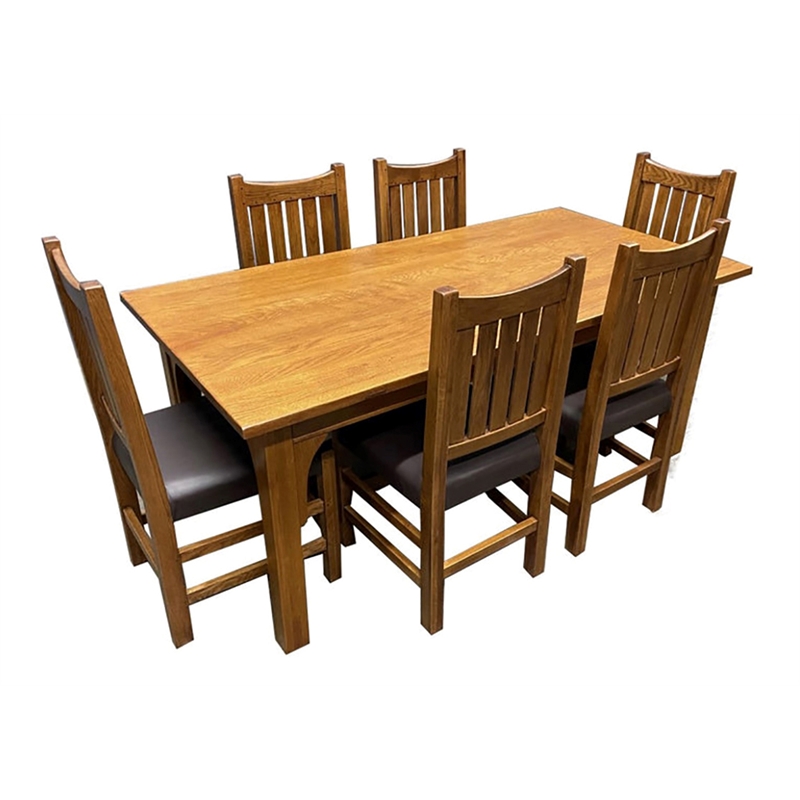 Crafters and Weavers Arts and Crafts 7-Piece Solid Wood Dining Set in Cherry