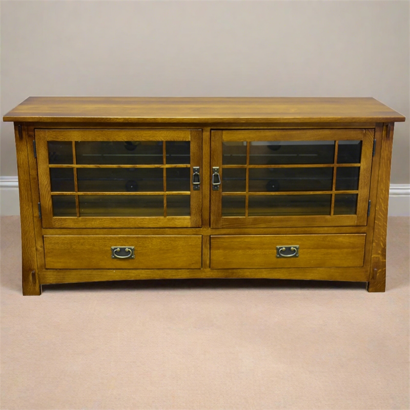 Crafters and Weavers Arts and Crafts Wood TV Stand for TVs up to 60