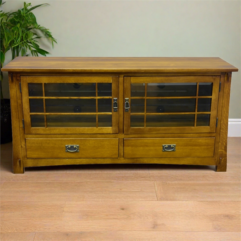 Crafters and Weavers Arts and Crafts Wood TV Stand for TVs up to 60