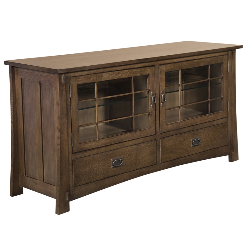 Crafters and Weavers Arts and Crafts Wood TV Stand for TVs up to 60
