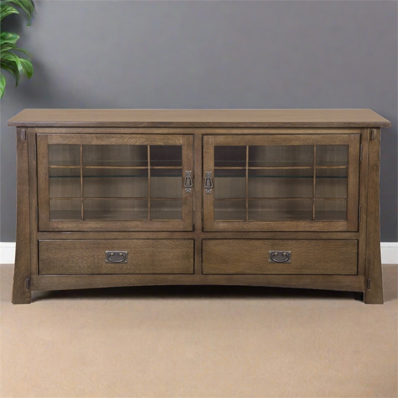 Crafters and Weavers Arts and Crafts Wood TV Stand for TVs up to 60