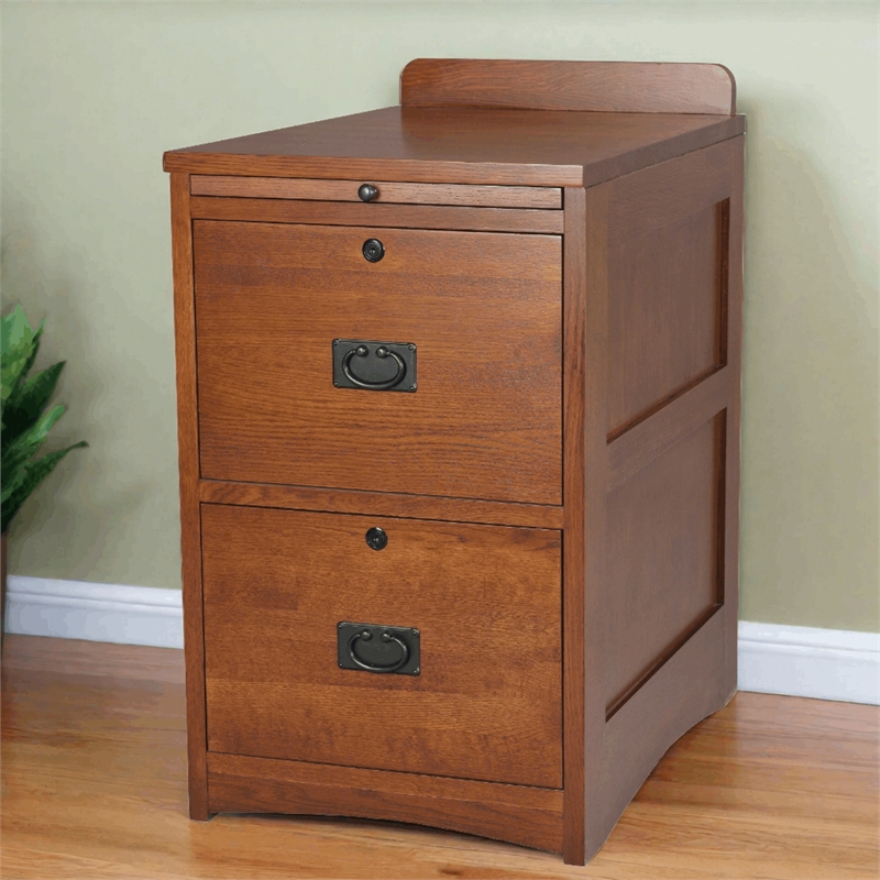 Crafters and Weavers Arts and Crafts 2-Drawer Wood File Cabinet in Cherry