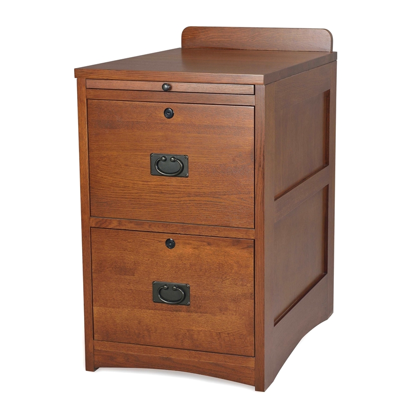 Crafters and Weavers Arts and Crafts 2-Drawer Wood File Cabinet in Cherry