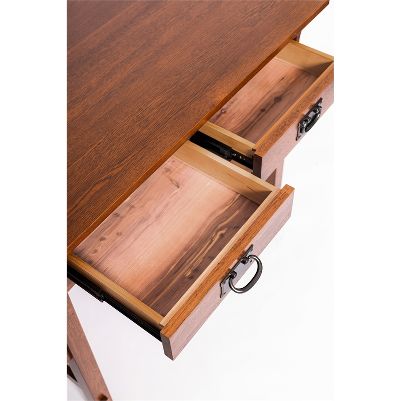 Crafters and Weavers Arts and Crafts Wood Library Table in Cherry