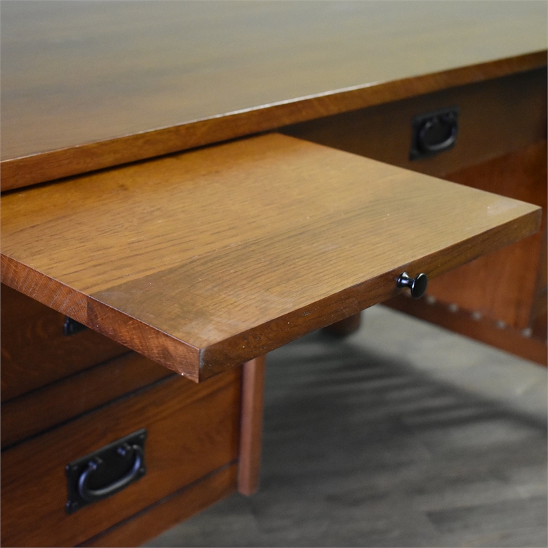 Crafters and Weavers Arts and Crafts 5-Drawer Wood Desk in Brown