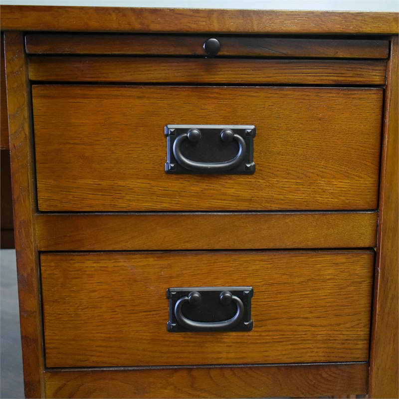 Crafters and Weavers Arts and Crafts 5-Drawer Wood Desk in Brown