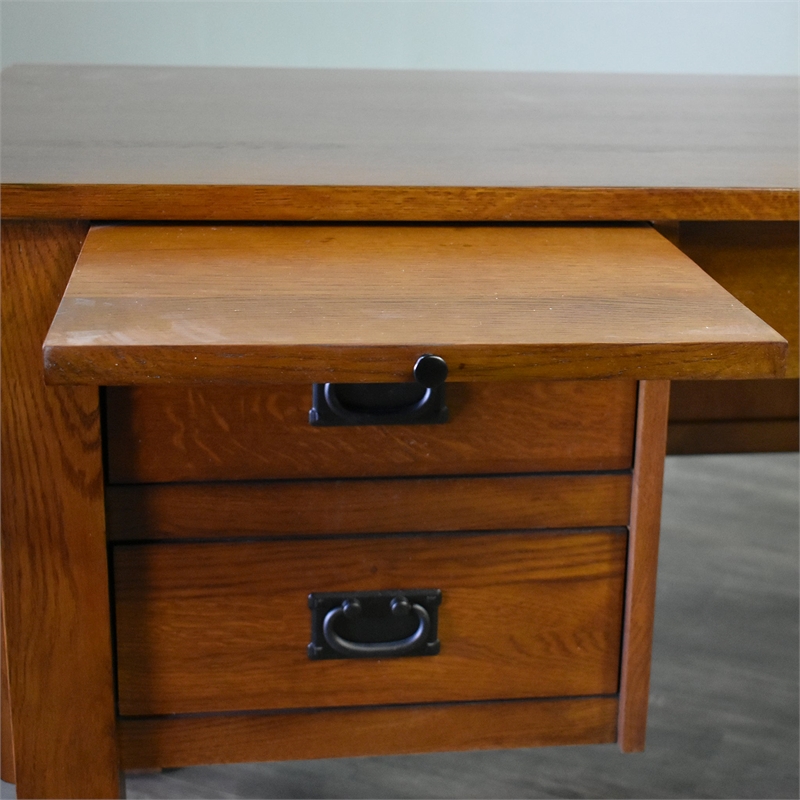 Crafters and Weavers Arts and Crafts 5-Drawer Wood Desk in Brown