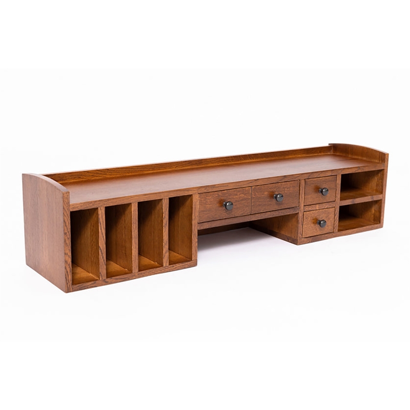Crafters and Weavers Arts and Crafts Wood Library Table with Organizer in Cherry