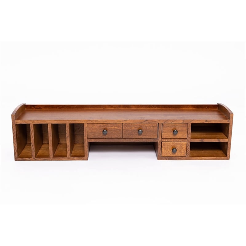 Crafters and Weavers Arts and Crafts Wood Library Table with Organizer in Cherry
