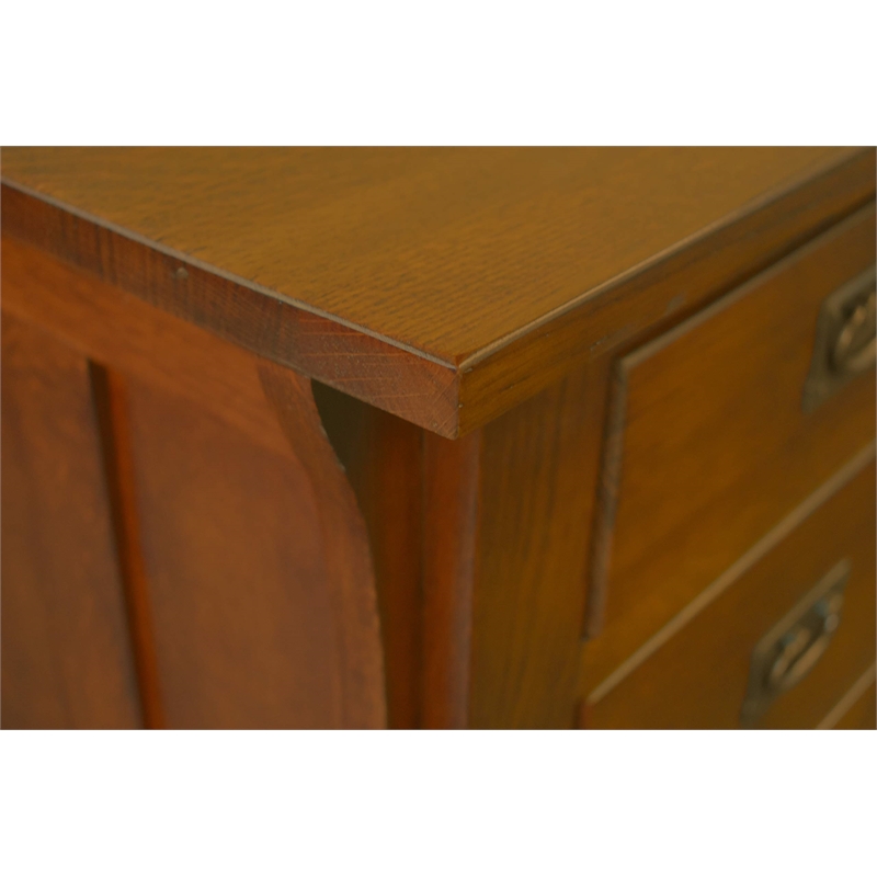 Crafters and Weavers Arts and Crafts Wood Library Desk w/ File Cabinet in Cherry