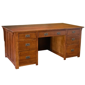Crafters and Weavers Arts and Crafts Wood Library Desk w/ File Cabinet in Cherry