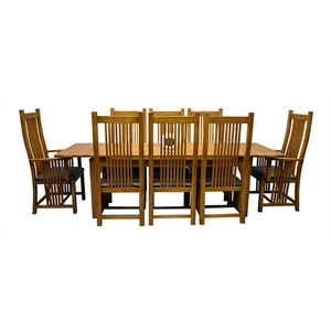 Crafters and Weavers Arts and Crafts Solid Wood Dining Set in Cherry
