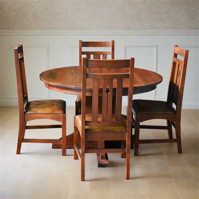 Crafters and Weavers Arts and Crafts Solid Wood Dining Table in Cherry