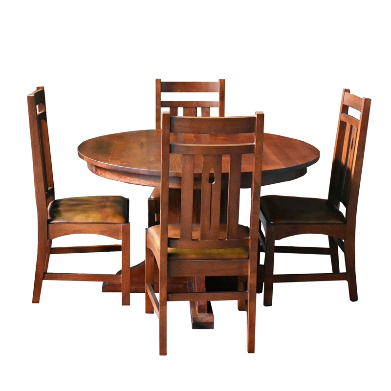 Crafters and Weavers Arts and Crafts Solid Wood Dining Table in Cherry