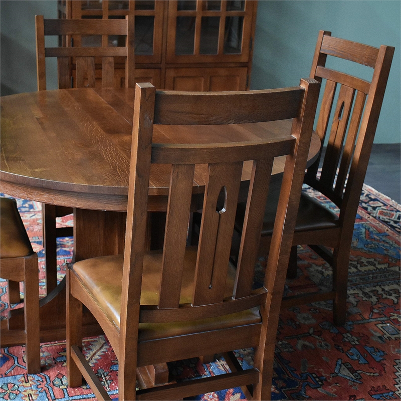 Crafters and Weavers Arts and Crafts Solid Wood Dining Table in Cherry