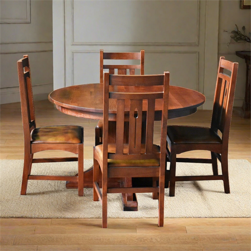 Crafters and Weavers Arts and Crafts Solid Wood Dining Table in Cherry