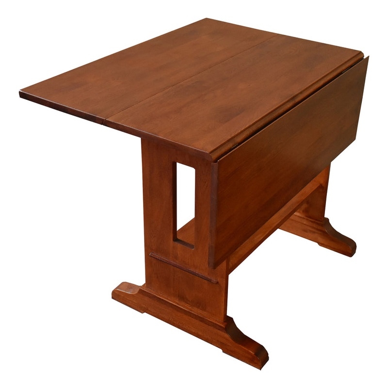 Crafters and Weavers Arts and Crafts Solid Wood Drop Leaf Dining Table in Cherry